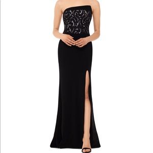 Betsey & Adam strapless black formal gown